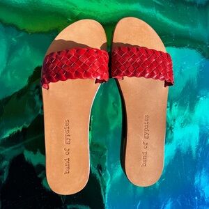 NEW Band of Gypsies MALIBU Red Woven leather Slide Sandals 8